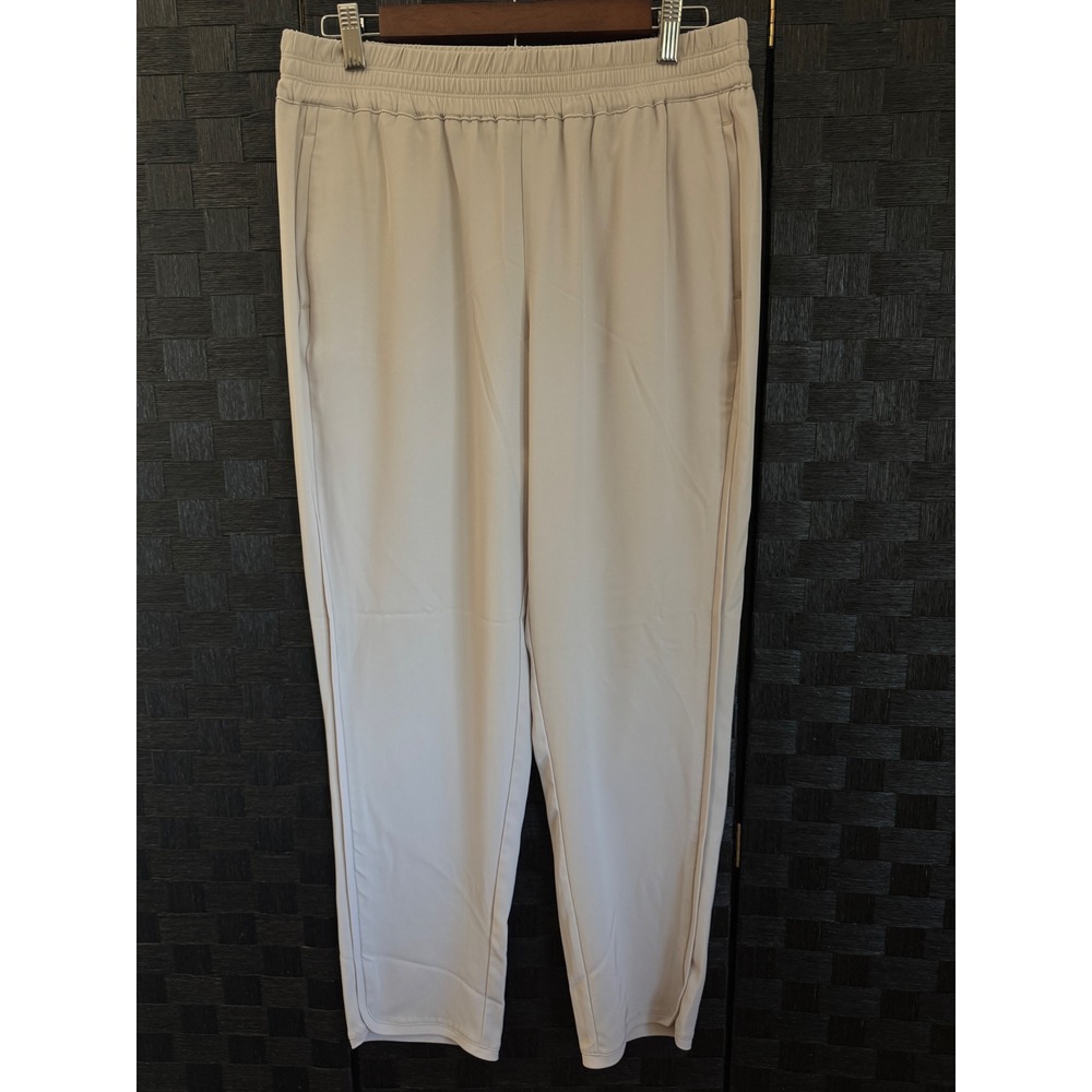 Rachel Zoe Trousers Women 10 Beige Elastic Waist Tapered Leg Officecore